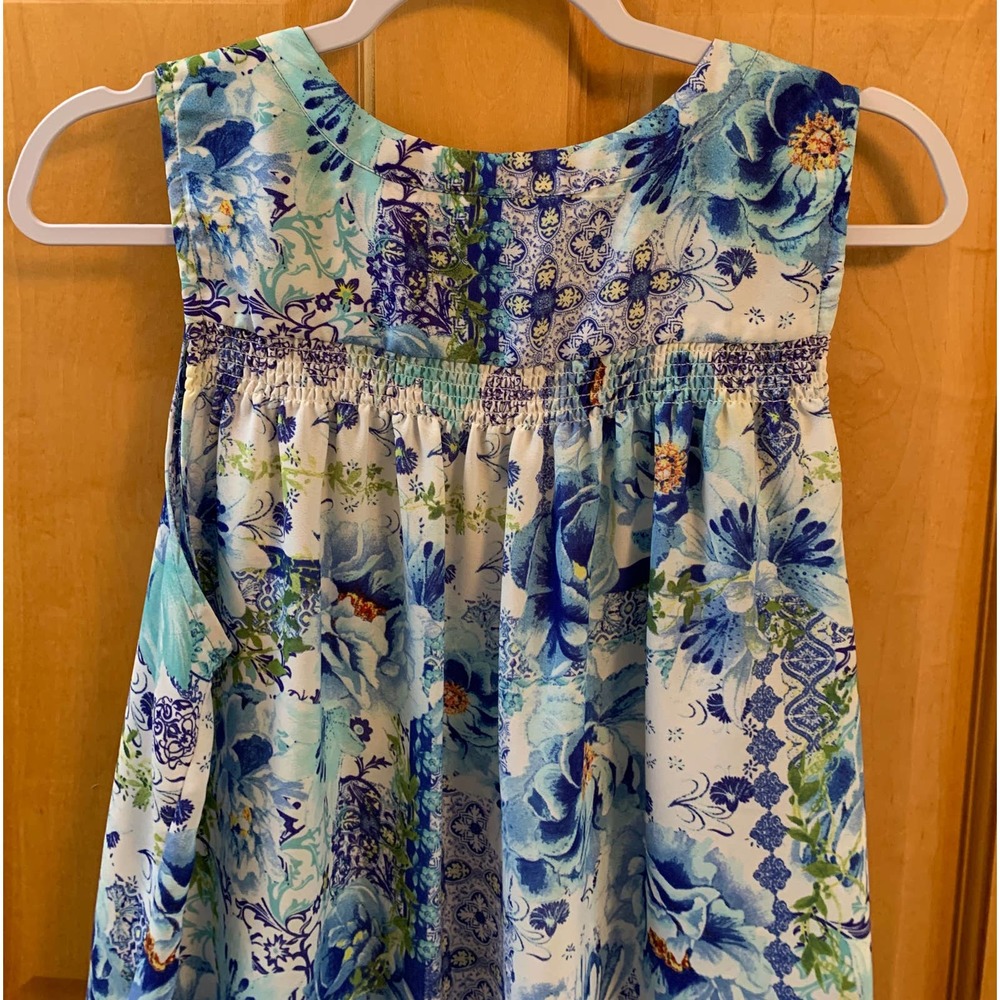 *K236 Fleur Bleve Women's Sleeveless Blouse Sz Lrg Floral Print Vneck Multi EUC - Picture 6 of 10